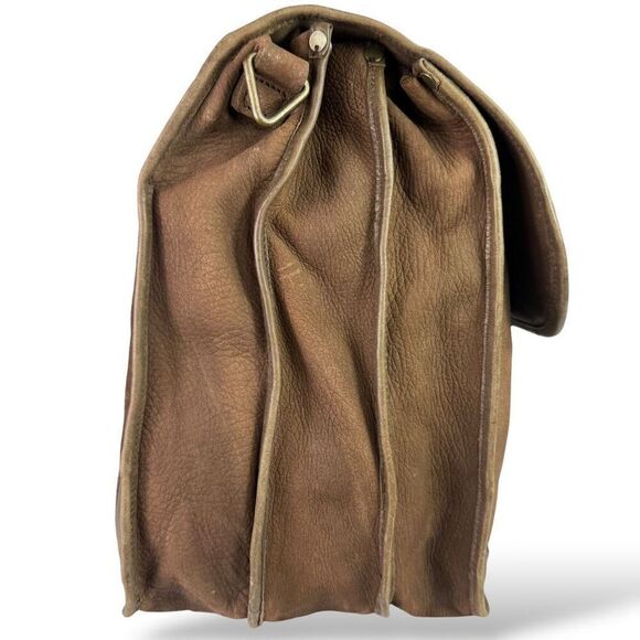 Vintage Brown Leather Briefcase Messenger Shoulder Bag Multi Pocket Accordion - Picture 6 of 16